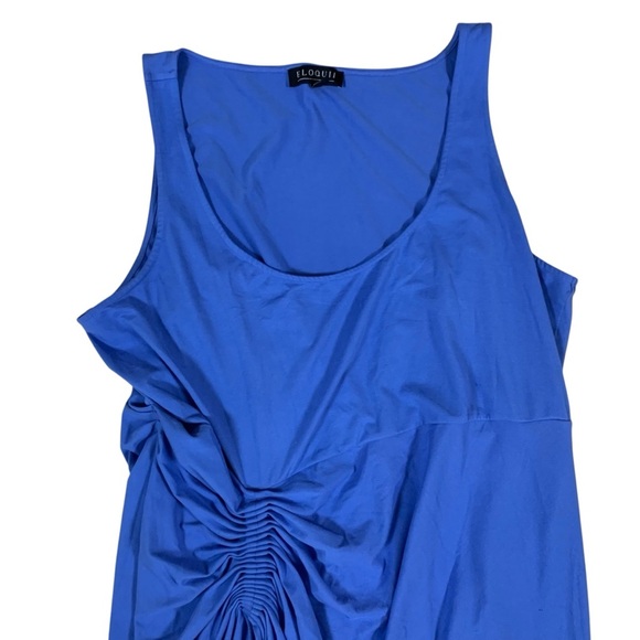 Eloquii Blue Ruched Bodycon Tank Midi Dress Curve Plus Size 24 Stretch - Picture 2 of 6